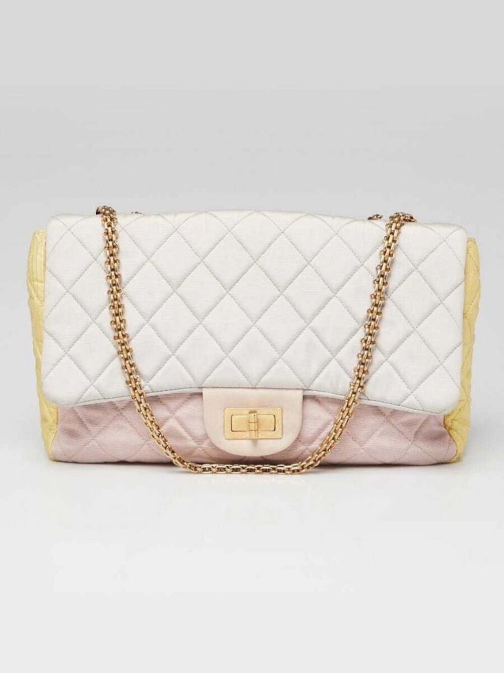 Chanel Tricolor Reissue 2.55 Quilted Canvas 227 Jumbo Flap Bag